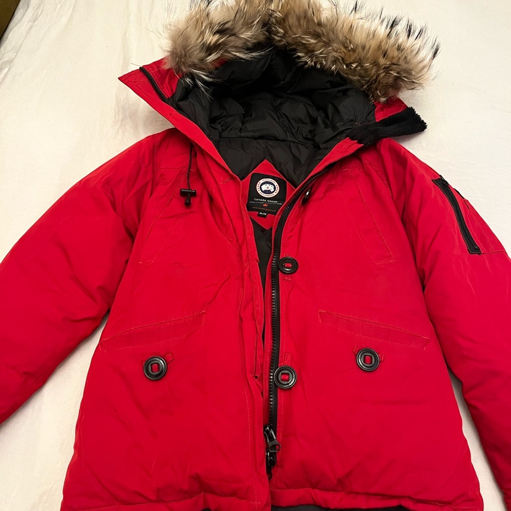 Red Kids Jacket with Real Fur Hood